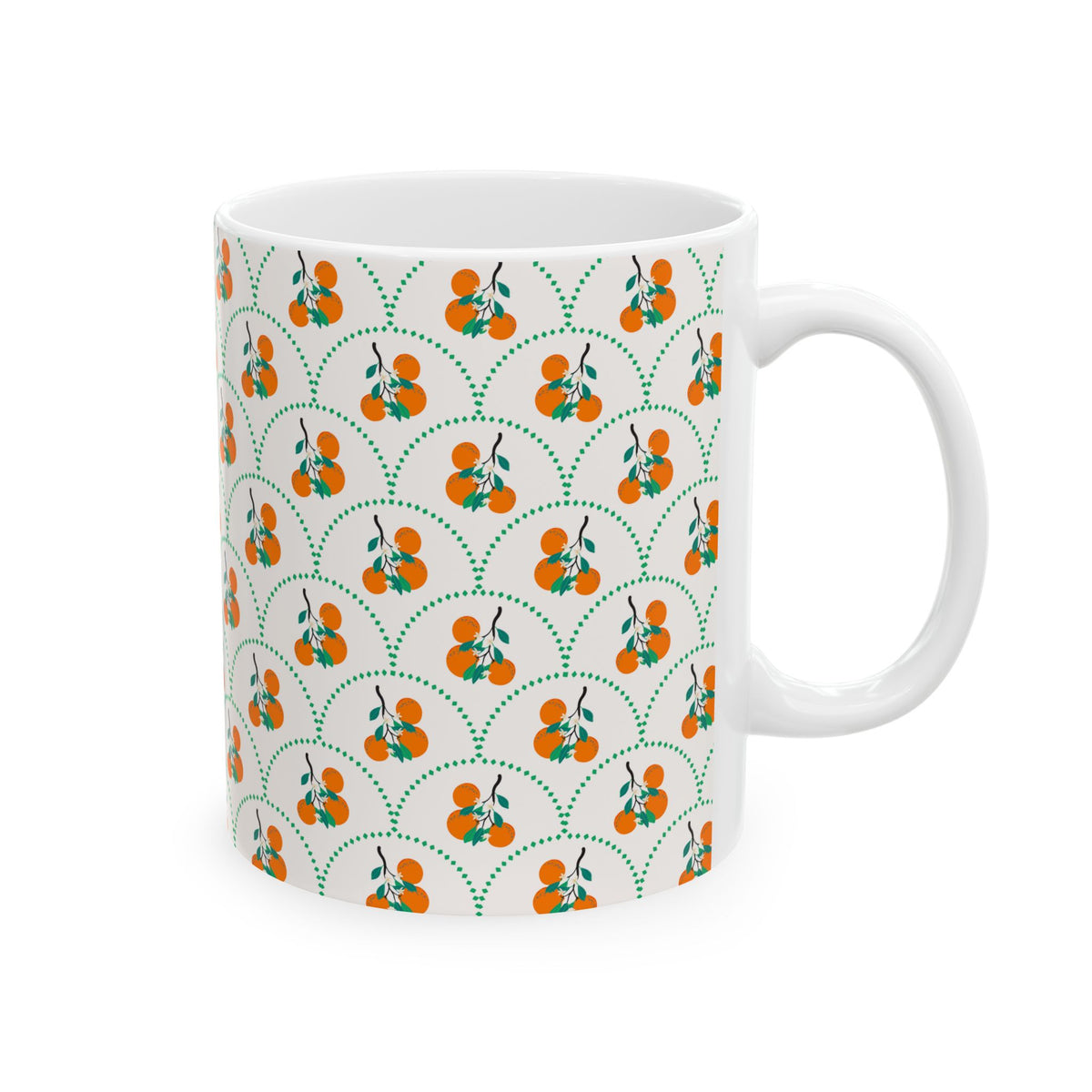 Citrus Ceramic Mug Orange Green Scallop Coffee Tea Cup Dishwasher Microwave Safe Kitchen Breakfast Gift Summer Morning Fun Drinkware For Her