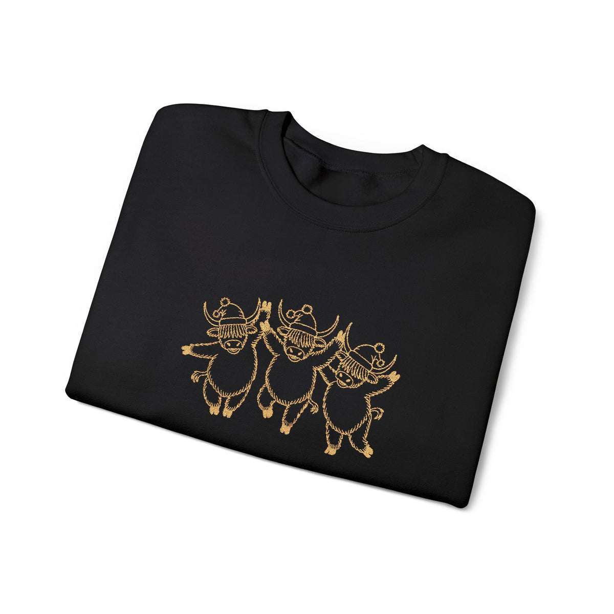 Dancing Highland Cow Christmas Sweatshirt Gift For Girlfriend Holiday Crewneck Present For Aunt Cute Animal Winter Pullover Cozy Top Style