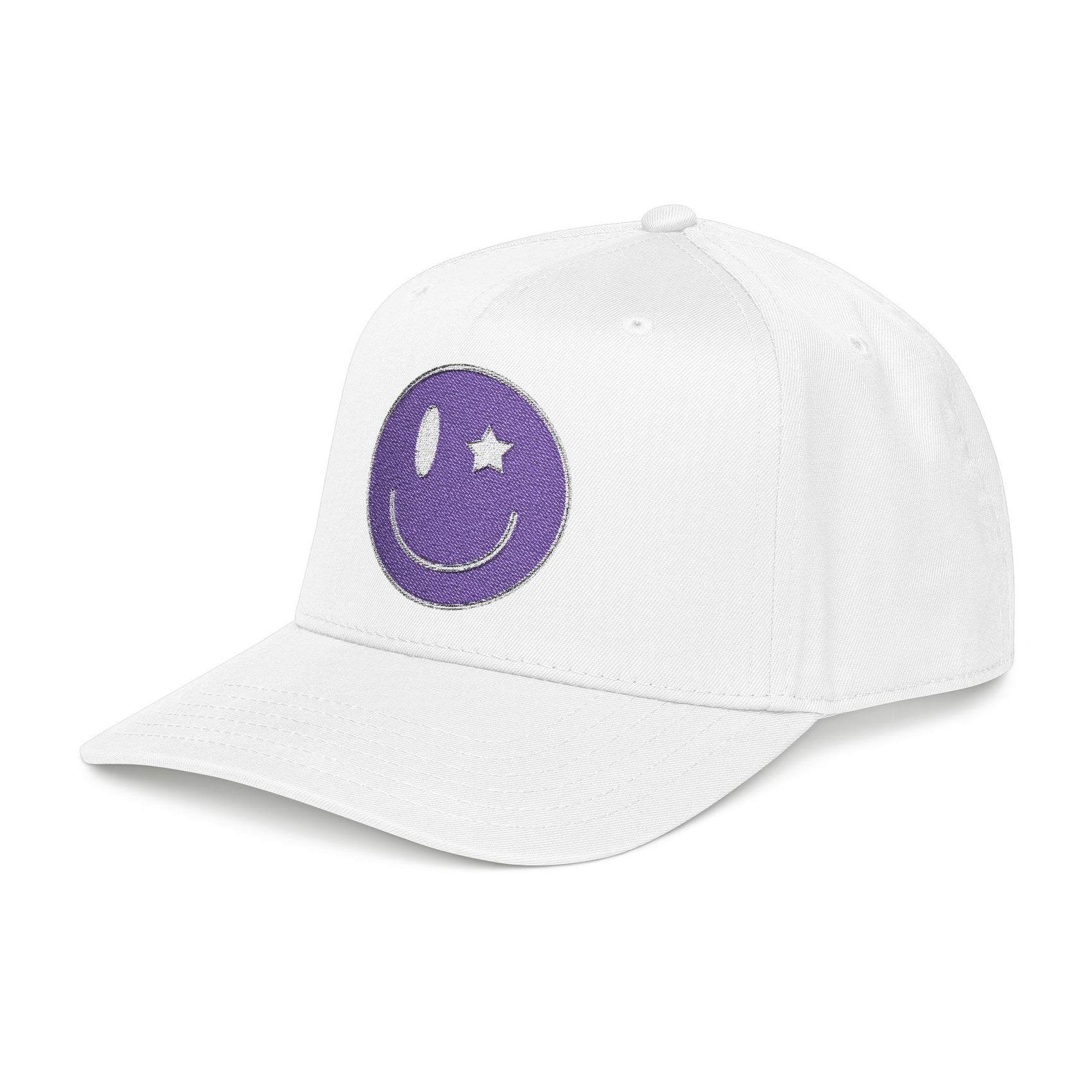 Purple Smiley Face Cap For Summer Embroidered Hat Cute Y2K Aesthetic Baseball Cap Retro Streetwear Snapback Gift for Teens Girl Gift Idea