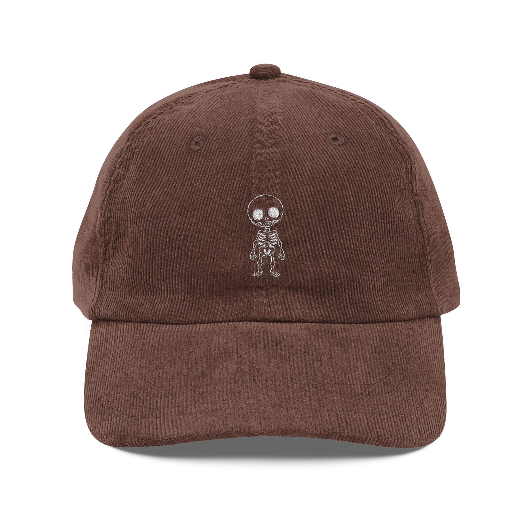 Skeleton Embroidered Corduroy Cap For Halloween Outfit Gothic Vintage Hat Spooky Aesthetic Hat Alternative Streetwear Gift Halloween Fashion