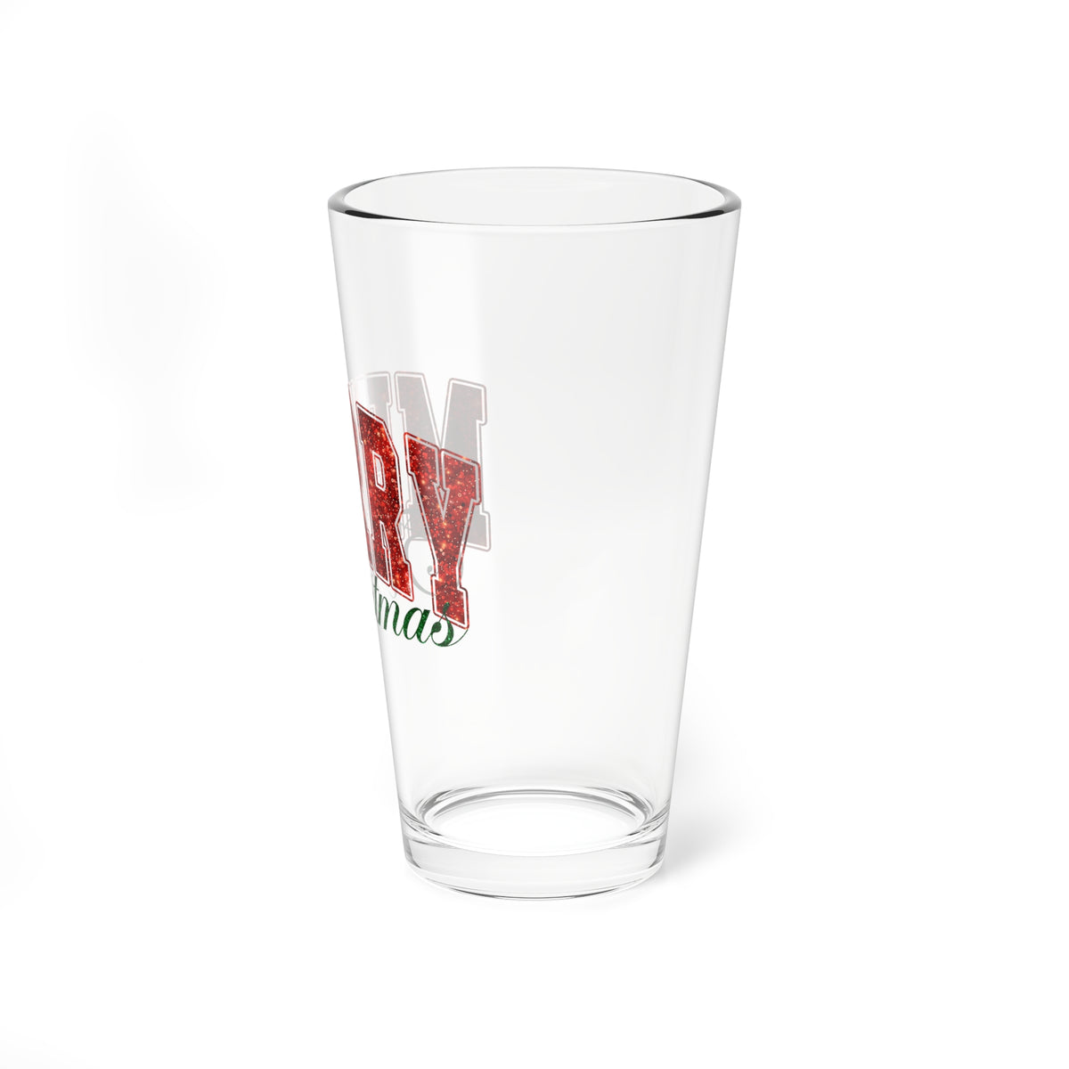 Merry Christmas Script Pint Glass Couple Gift Holiday Barware Host Present Festive Mixing Cup Winter Home Vessel Seasonal Drinkware Decor