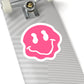 Dripping Pink Smiley Emoji Decal For Waterbottle Stickers, Smiling Face Kiss-Cut Stickers, Happy Planner Stickers For Phone Emoji Kiss Cut