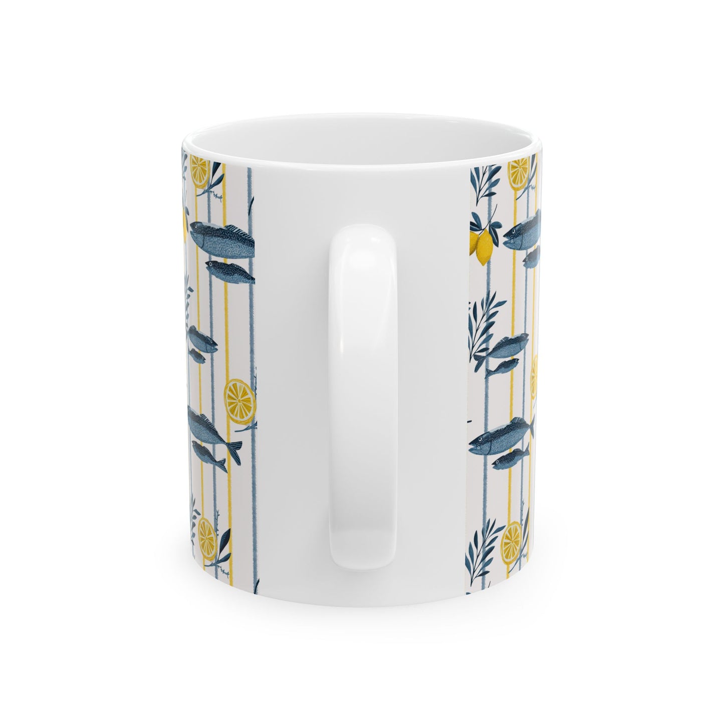 Fish Mug Seafood Lover Gift Mediterranean Kitchen Coffee Cup Fisherwoman Present Lemon Decor Birthday Idea Coastal Hostess Summer Keepsake