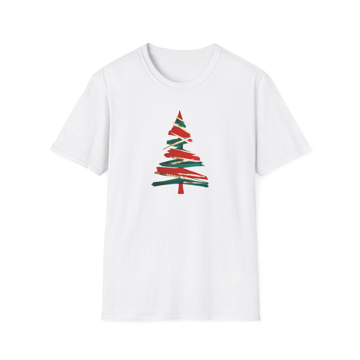 Christmas Tree T-Shirt Gift For Sister Holiday Tee Coworker Present Teacher Shirt Grandma Winter Graphic Top Casual Apparel Painted Outfit