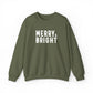 Merry Bright Christmas Sweatshirt Gift For Mom Holiday Crewneck Present For Sister Festive Typography Pullover Cozy Winter Outfit Top Style