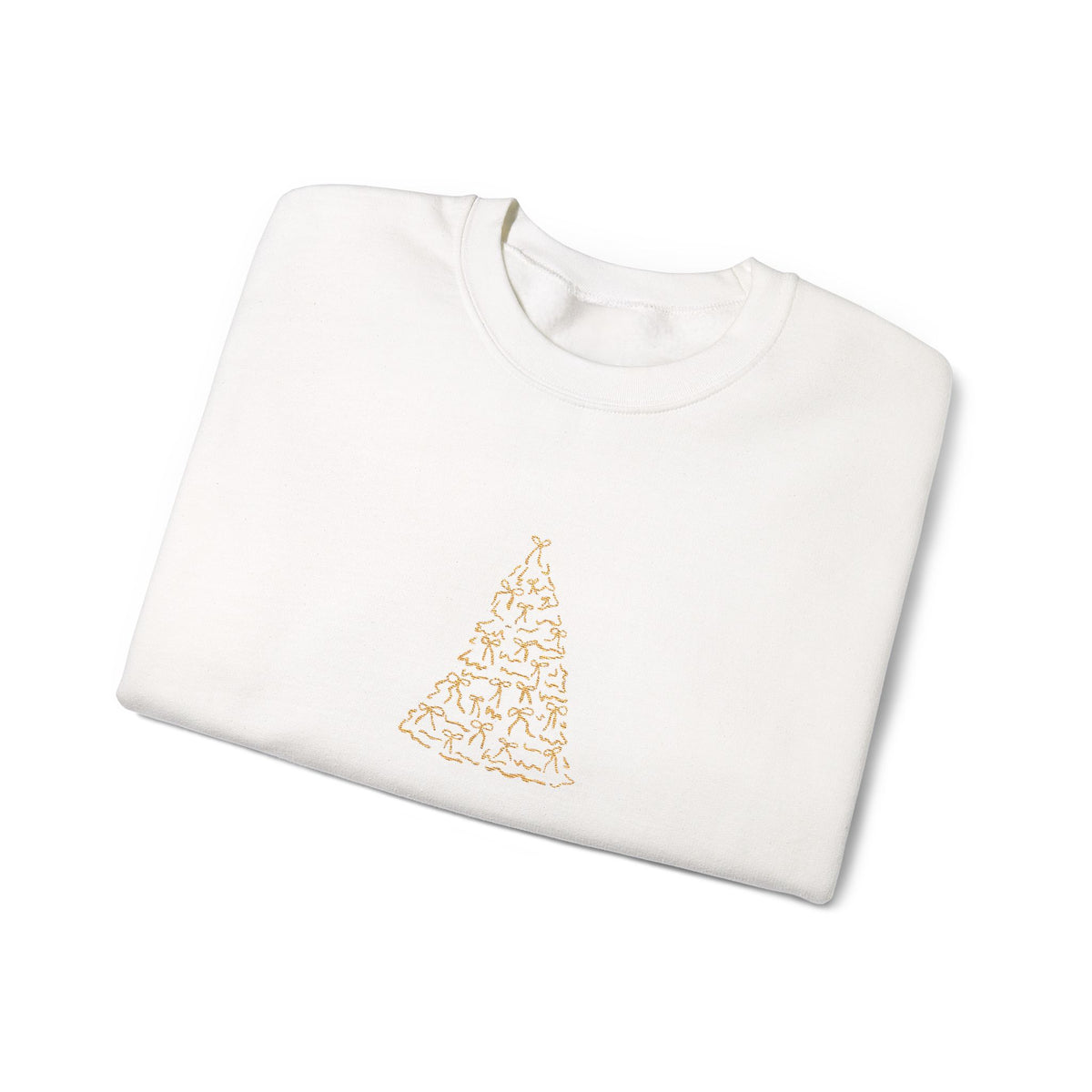 Brown Gold Minimalist Embroidered Christmas Tree Sweatshirt For Women Cozy Holiday Crewneck Elegant Winter Pullover Festive Gift Idea Xmas