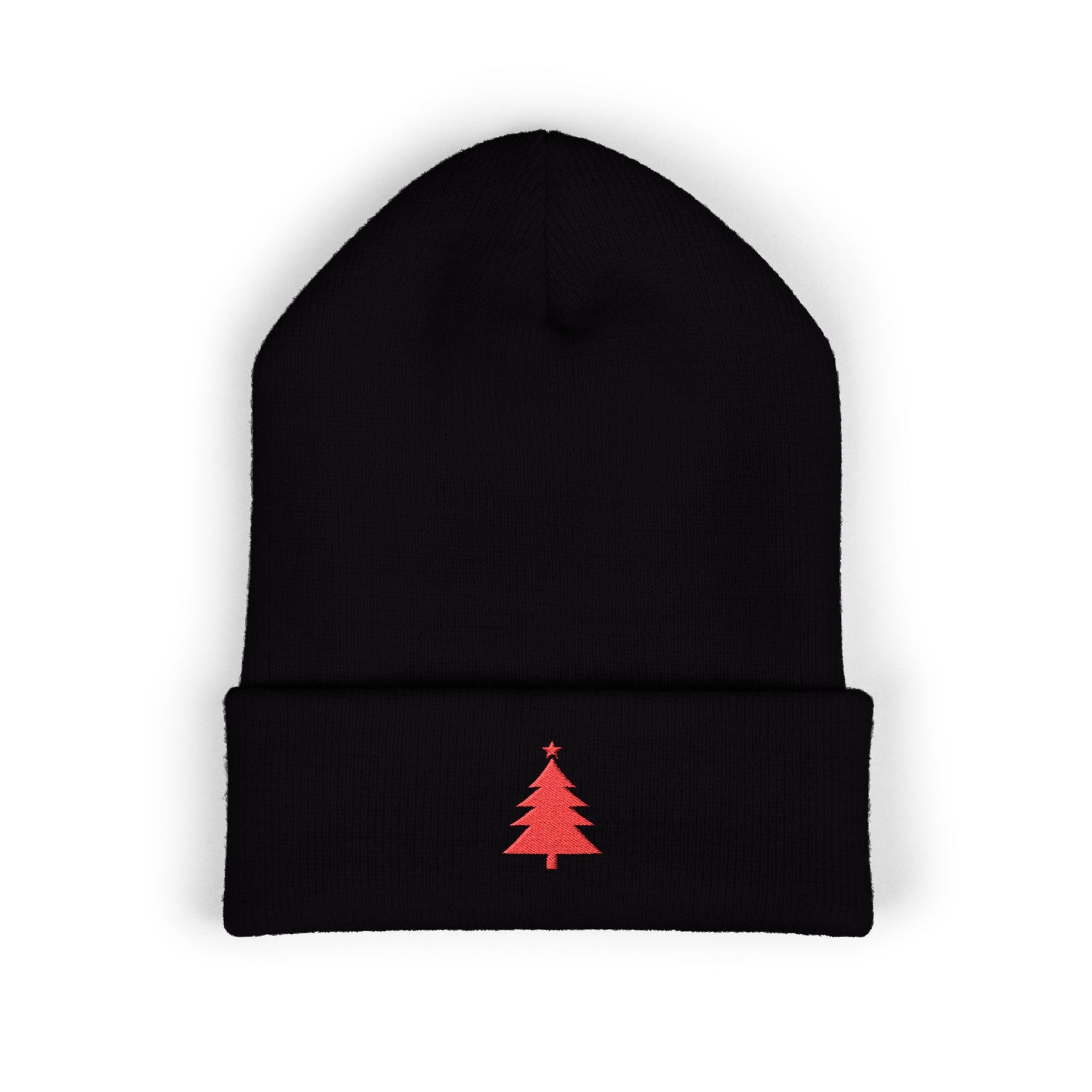 Embroidered Christmas Tree Beanie Minimalist Winter Hat Embroidered Holiday Knit Cap Cozy Cold Weather Gift Unisex Festive Headwear Xmas