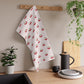 Striped Tea Towel Kitchen Towel Cherries Cherry Kitchen Towel Striped Dish Towel Pastel Kitchen Linen Cute Dish Towel Retro Cooking Gift