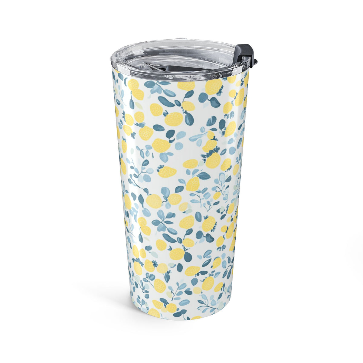 Lemon Floral Tumbler Cup Gift For Sister Cute Summer Drink Tumbler For Traveler Gift Cottagecore Travel Mug Yellow Citrus Coffee Cup Gift