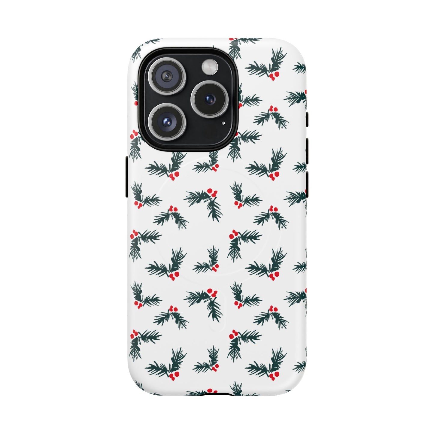 Holly Christmas Phone Case Gift For Sister Magnetic iPhone Cover Holiday Evergreen Pattern Tough Protective Accessory Winter Style Charm