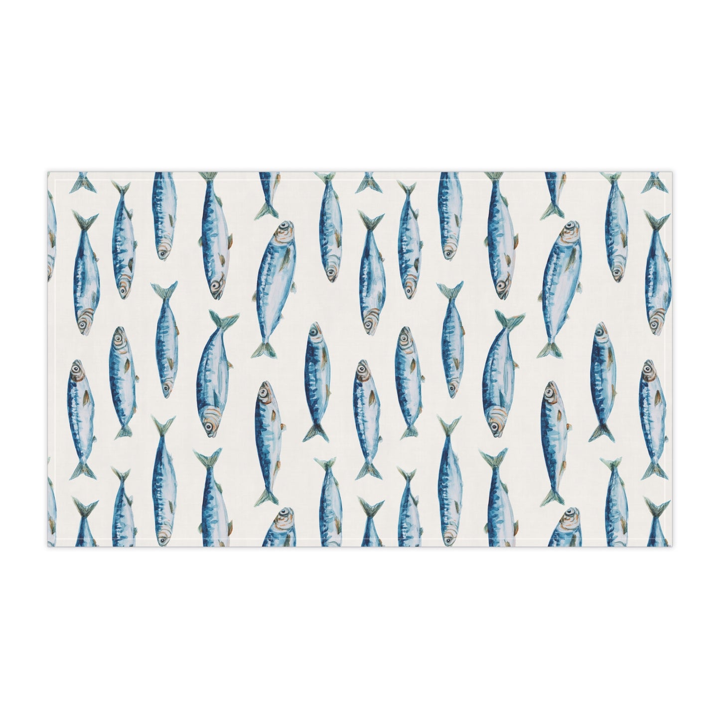 Portuguese Coastal Tea Towel For Mediterranean Kitchen Decor Gift For Portugal Lover Blue Sardine Dish Towel For Housewarming Gift Idea