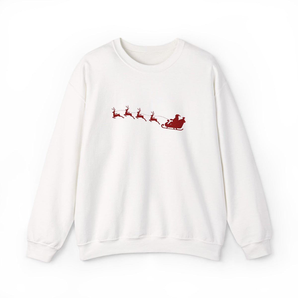 Minimalist Embroidered Christmas Sweatshirt For Woman Top Cozy Santa Sleigh Crewneck Holiday Pullover Winter Gift For Her Christmas Gift