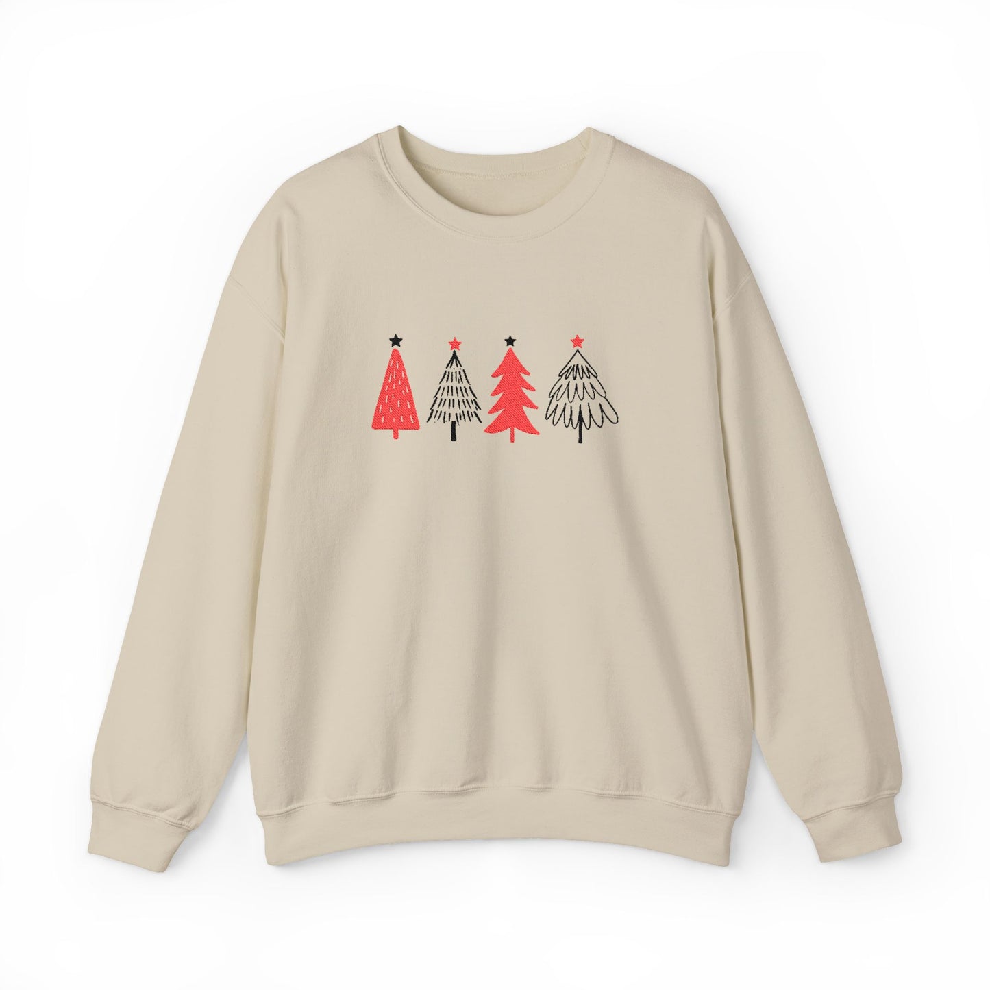 Minimalist Christmas Tree Sweatshirt Embroidered Holiday Crewneck For Matching Family Christmas Scandinavian Festive Gift Cozy Sweater