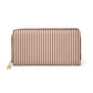 Brown Stripe Purse Girlfriend Gift Neutral Zip Around Clutch Minimalist Faux Leather Purse Modern Card Organizer Chic Everyday Gift Women