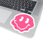 Dripping Pink Smiley Emoji Decal For Waterbottle Stickers, Smiling Face Kiss-Cut Stickers, Happy Planner Stickers For Phone Emoji Kiss Cut