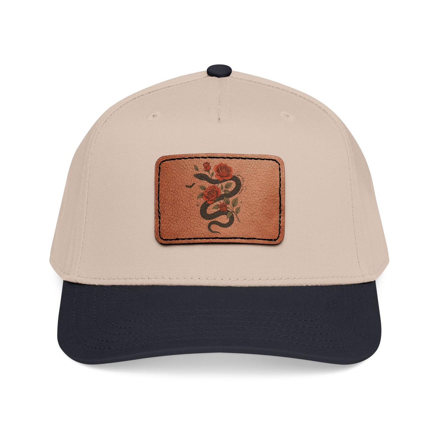 Woman Hat Snake Rose Leather Patch Hat Gothic Floral Baseball Cap Vintage Nature Hat Dark Botanical Gift Alternative Fashion Accessory Gift
