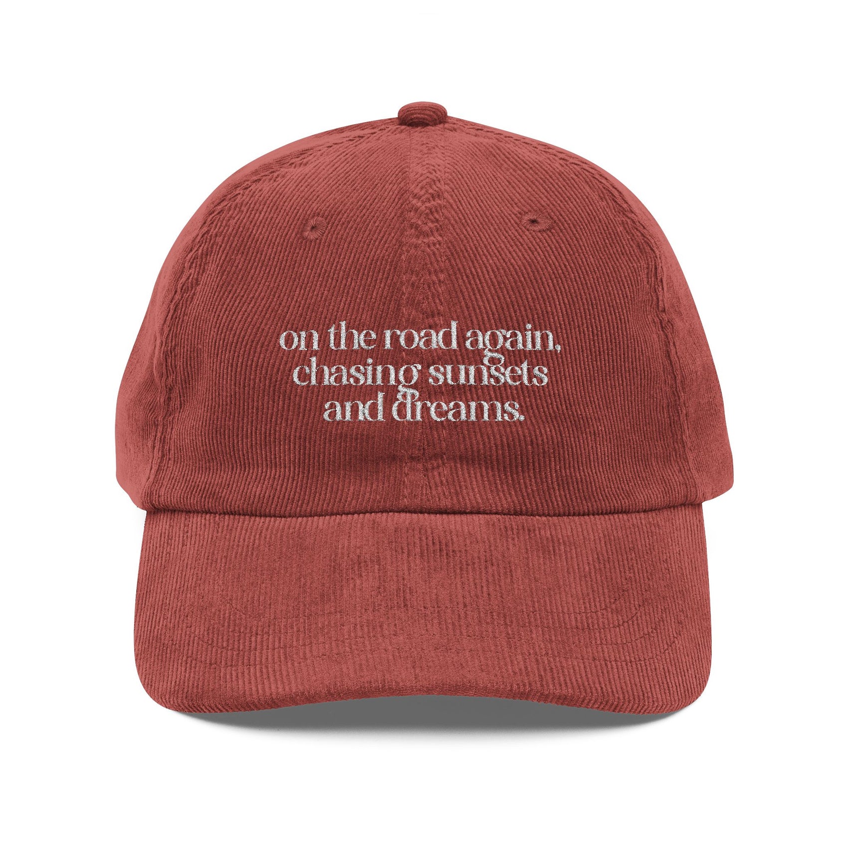 Travel Embroidered Hat Gift For Traveler Corduroy Hat Road Trip Aesthetic Cap For Adventure Lovers Brown Vintage Cap Wanderlust Gift  Cap