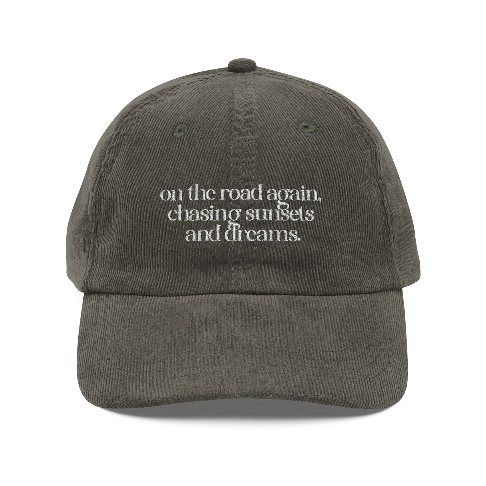 Travel Embroidered Hat Gift For Traveler Corduroy Hat Road Trip Aesthetic Cap For Adventure Lovers Brown Vintage Cap Wanderlust Gift  Cap