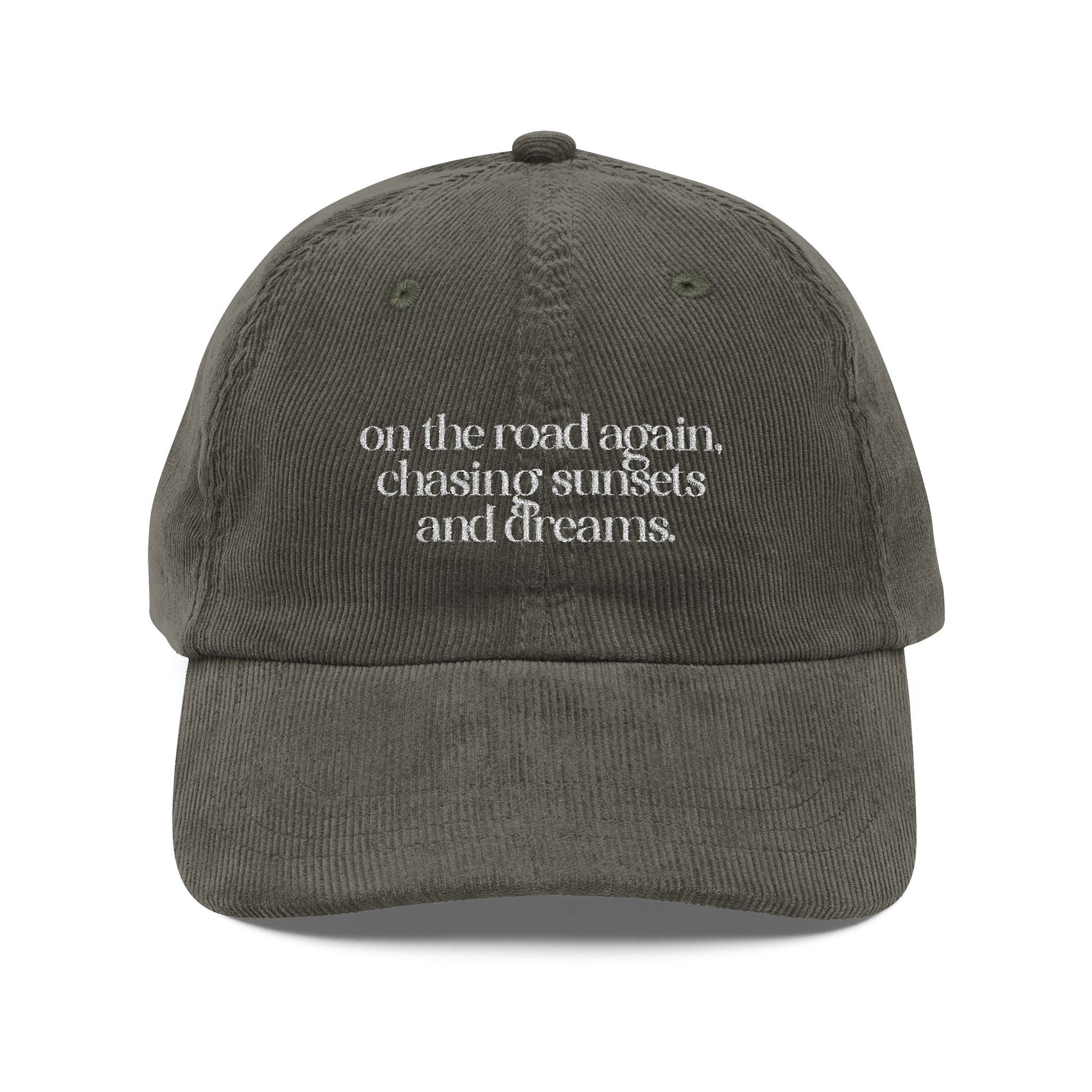 Travel Embroidered Hat Gift For Traveler Corduroy Hat Road Trip Aesthetic Cap For Adventure Lovers Brown Vintage Cap Wanderlust Gift  Cap