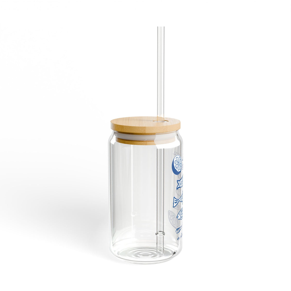 Sardine Glass Cup Coastal Coffee Tumbler Gift For Italy Lover Amalfi Coast Gift Cute Seafood Drinkware Euro Summer Cup