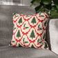 Christmas Tree Pillowcase Gift For Mom Holiday Cushion Cover Present For Sister Red Bow Faux Suede Winter Home Decor Cozy Sofa Accent Style