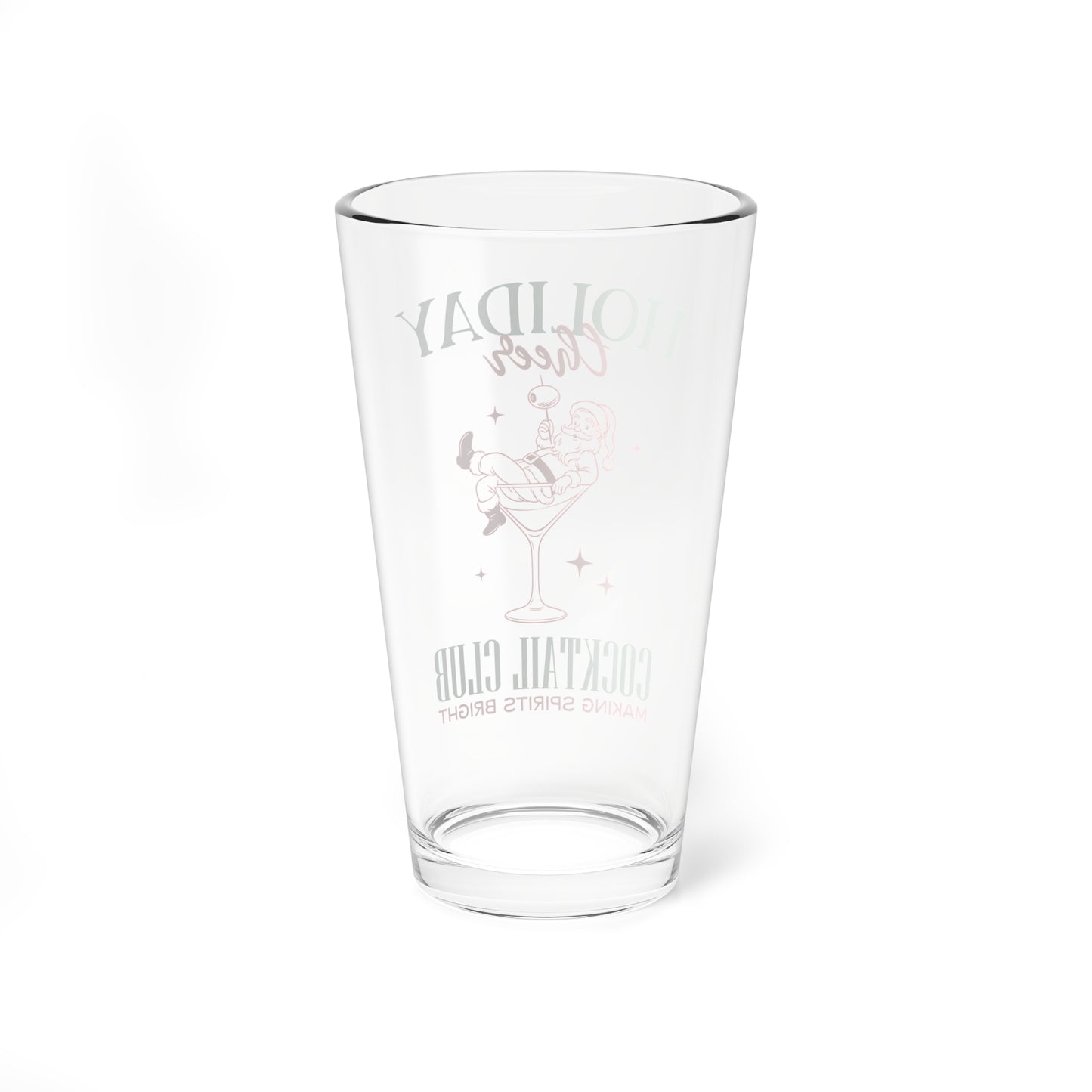 Holiday Cheer Mixing Glass Gift For Girlfriend Christmas Cocktail Tumbler Present For Coworker Retro Santa Barware Festive Party Keepsake