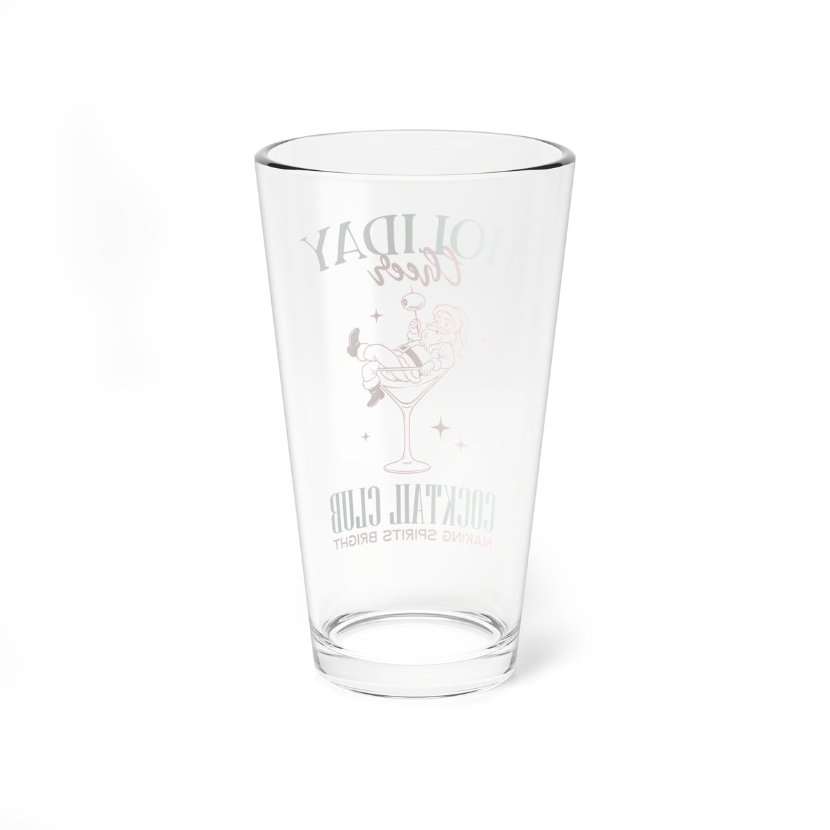 Holiday Cheer Mixing Glass Gift For Girlfriend Christmas Cocktail Tumbler Present For Coworker Retro Santa Barware Festive Party Keepsake