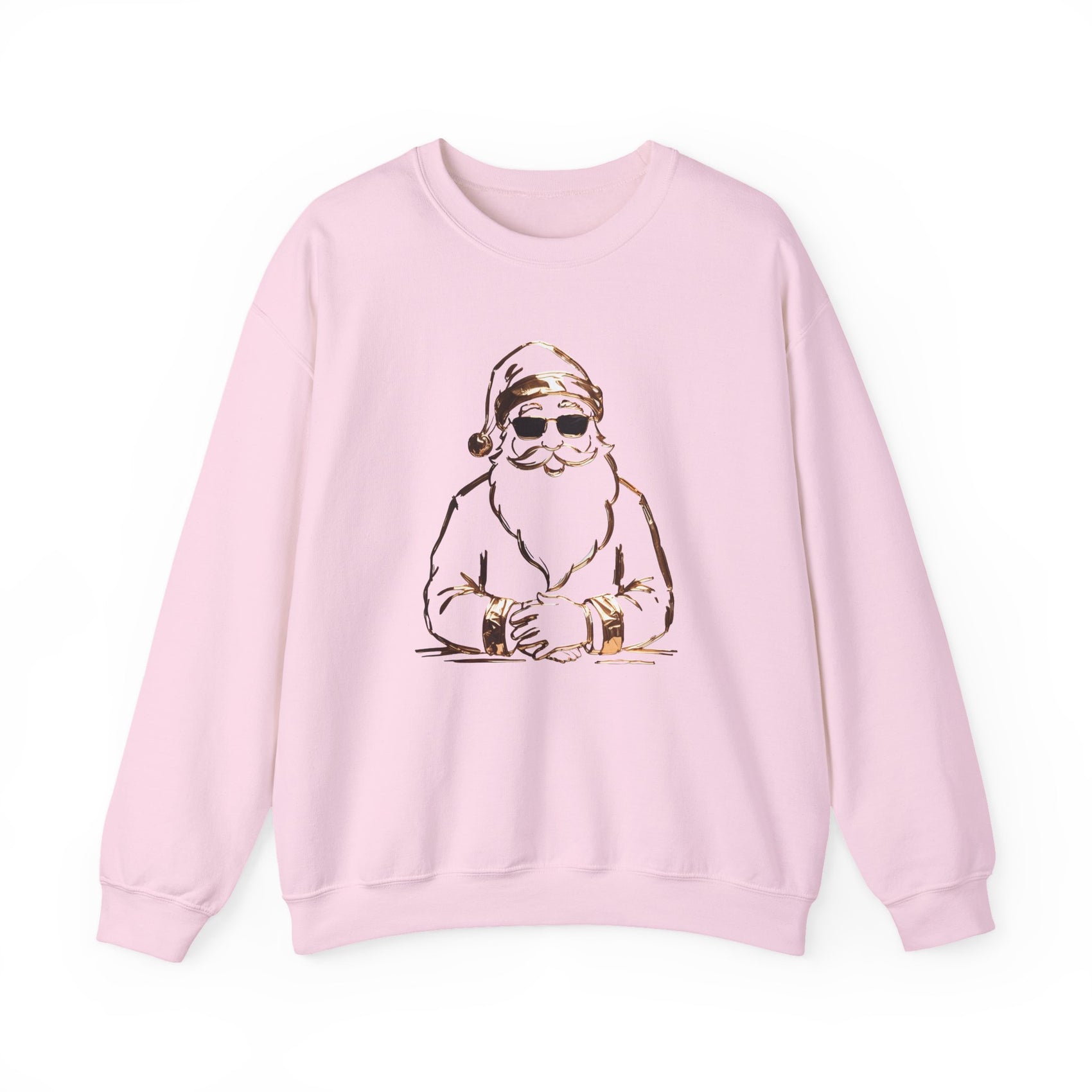 Gold Santa Sweater Retro Christmas Sweatshirt Santa Pullover Vintage Holiday Jumper Festive Winter Apparel Cozy Gift For Women Pink Crewneck