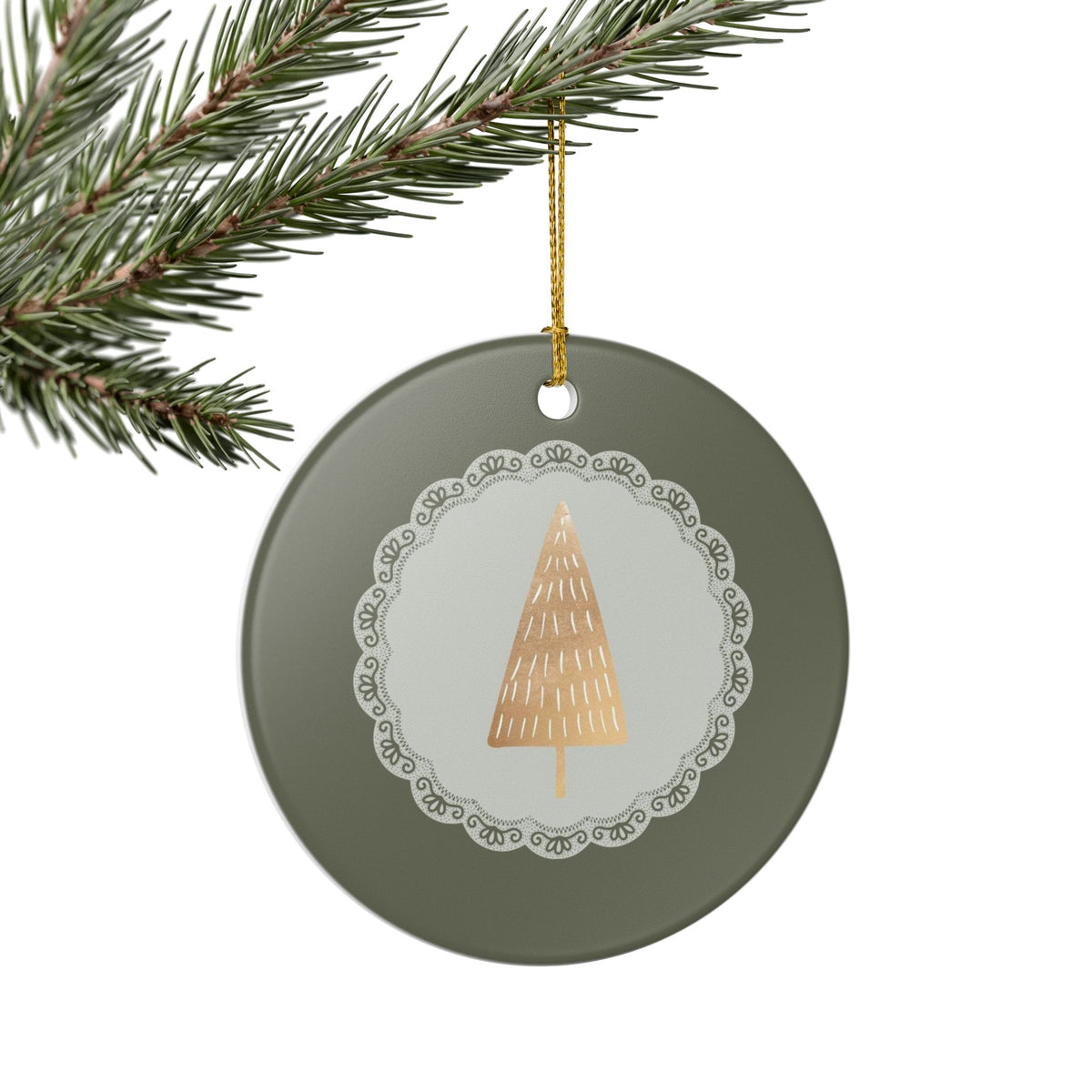Christmas Tree Ornament Vintage Tree Hanger Sage Green Xmas Decor Granny Chic Tree Charm Heirloom Style Keepsake For Grandma Gift Book Club