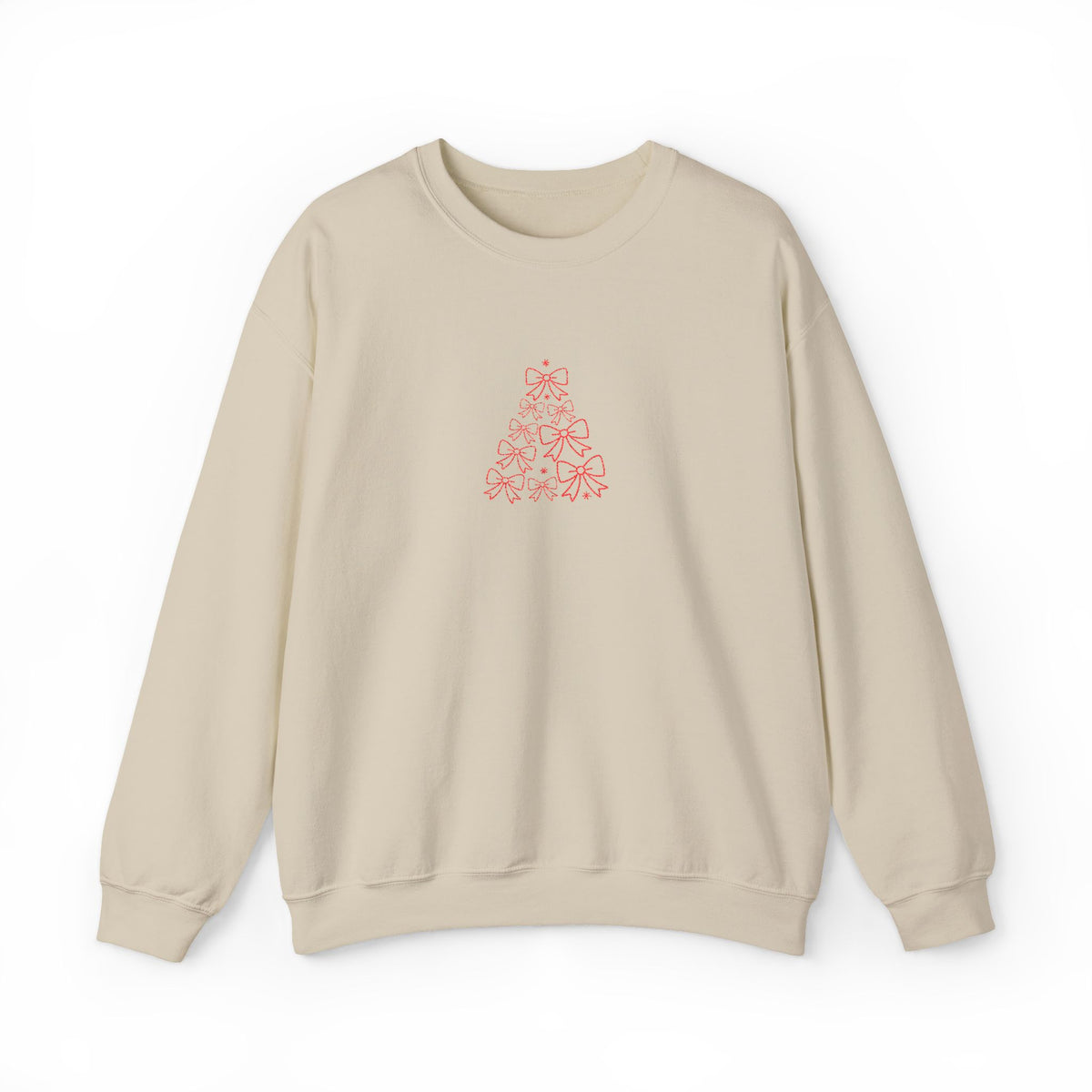 Bow Tree Christmas Sweatshirt Gift For Girlfriend Holiday Crewneck Present For Best Friend Feminine Winter Pullover Cozy December Outfit Top