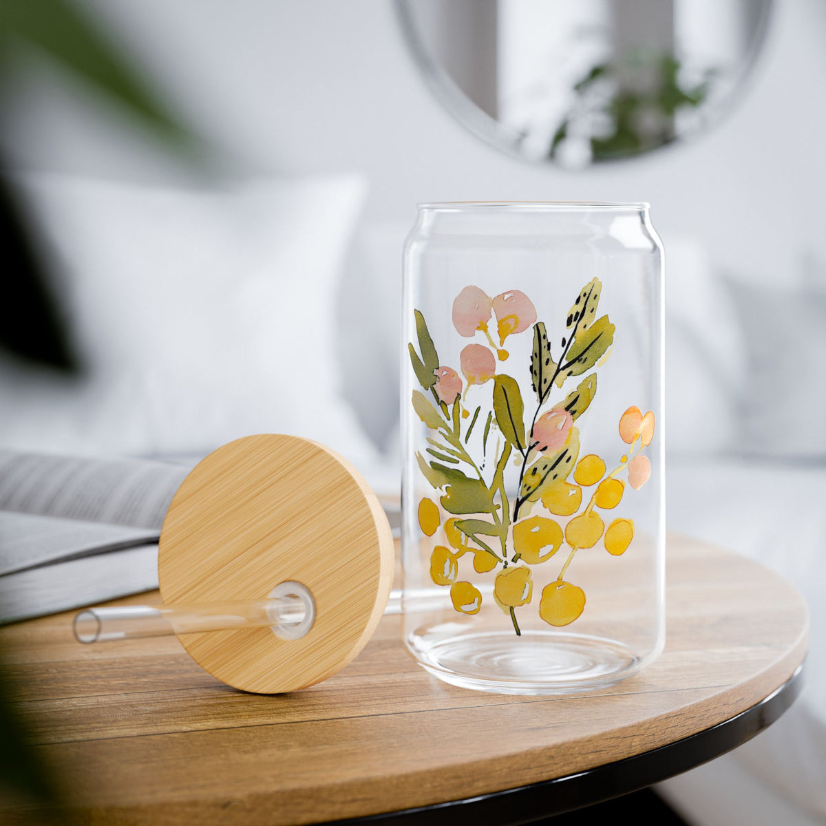 Sipper Glass Garden Drink Cup Housewarming Gift Cottage Kitchen Decor Floral Lover Present For Her Summer Picnic Refreshment Backyard Fun