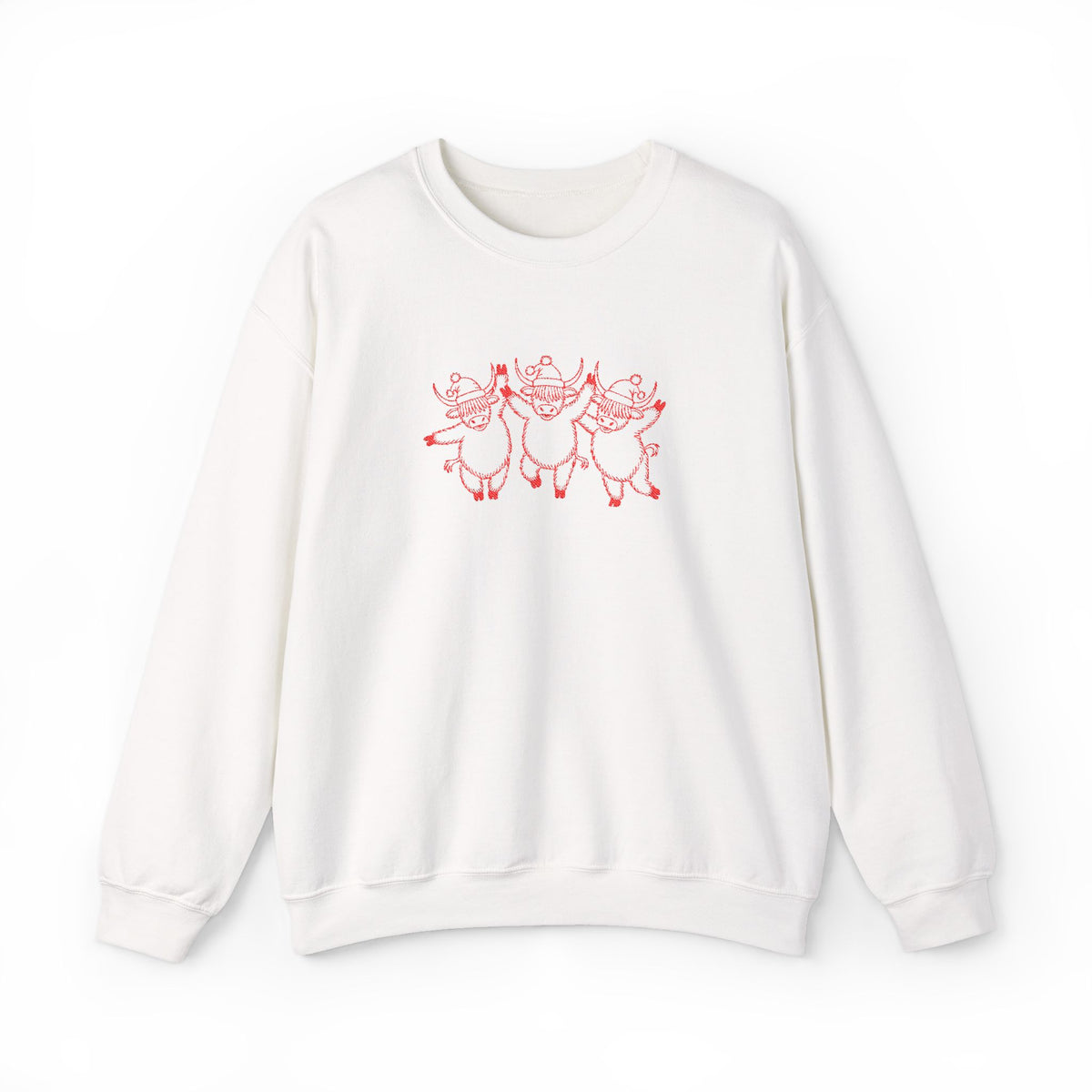 Dancing Highland Cow Christmas Sweatshirt Gift For Girlfriend Holiday Present For Mom Cute Festive Winter Pullover Top Seasonal Outfit Style