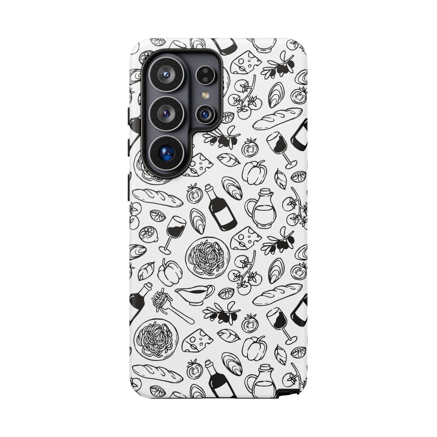 Italian Food Phone Case for Women Minimal Black White Cover Cute Pasta Lover Gift Chic European Style Accessory Case Gift For Traveler Italy