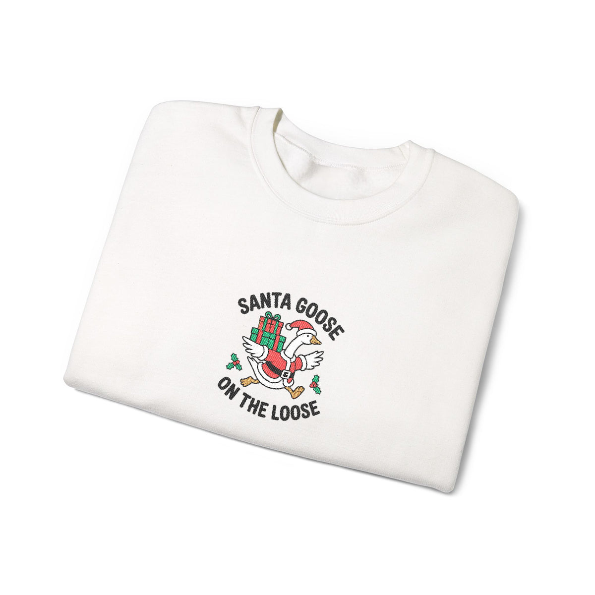 Santa Goose Christmas Sweatshirt Gift For Best Friend Holiday Crewneck Present For Sister Funny Animal Pullover Cozy Winter Outfit Top Style