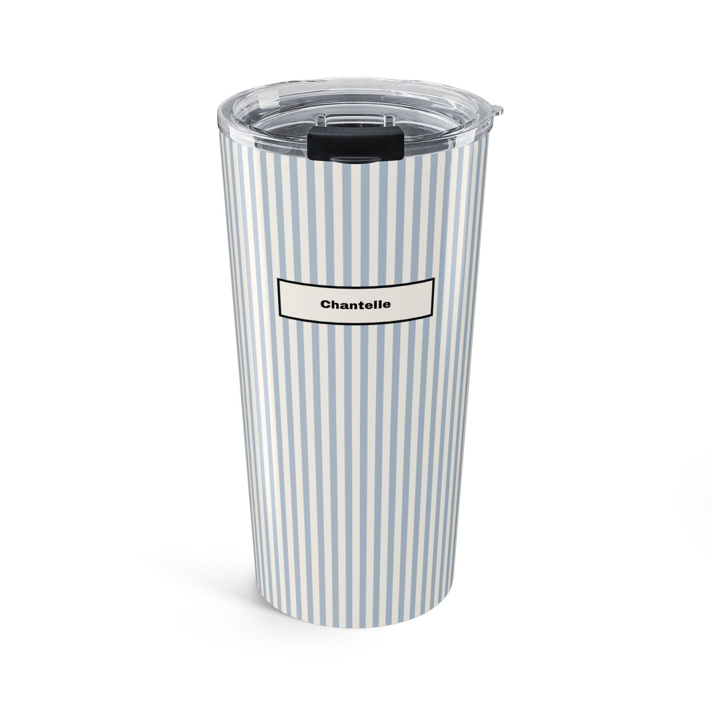 Personalized Tumbler Present For Her Custom Drinkware Friend Mug Blue Stripe Coworker Keepsake Travel Cup Birthday Surprise Chic Accessory