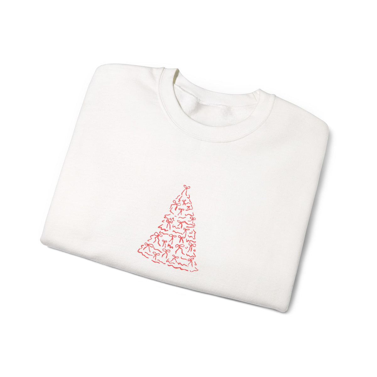 Bow Tree Christmas Sweatshirt Gift For Girlfriend Holiday Crewneck Present For Aunt Coquette Winter Pullover Feminine Seasonal Top Style