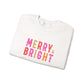 Merry & Bright Embroidered Christmas Sweatshirt For Women Cozy Holiday Crewneck Sister Cute Festive Pullover Winter Gift Christmas Outfit