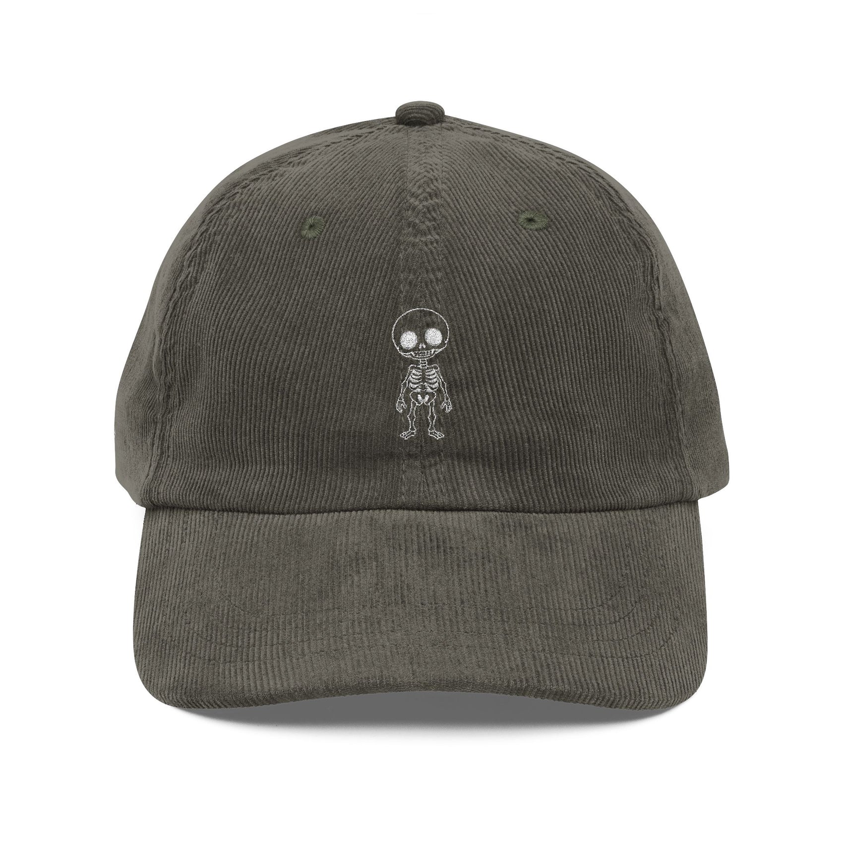 Skeleton Embroidered Corduroy Cap For Halloween Outfit Gothic Vintage Hat Spooky Aesthetic Hat Alternative Streetwear Gift Halloween Fashion