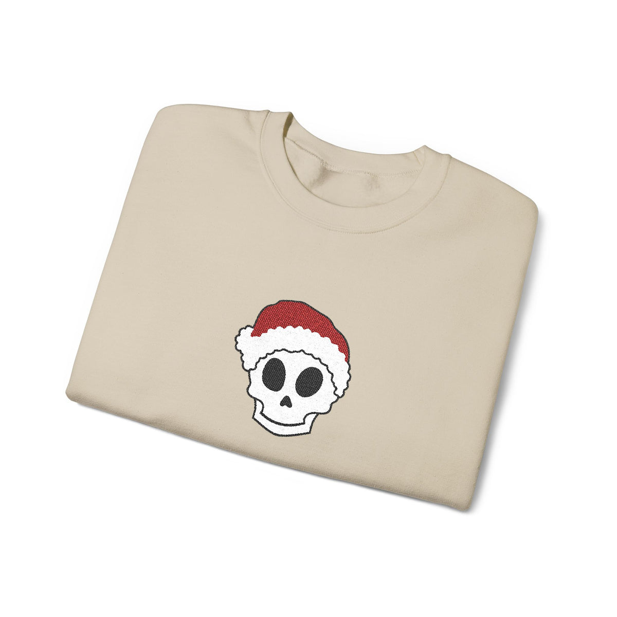 Embroidered Skull Christmas Sweatshirt For Her Goth Holiday Crewneck Gift For Best Friend Alt Winter Pullover For Him Spooky Santa Top Teen