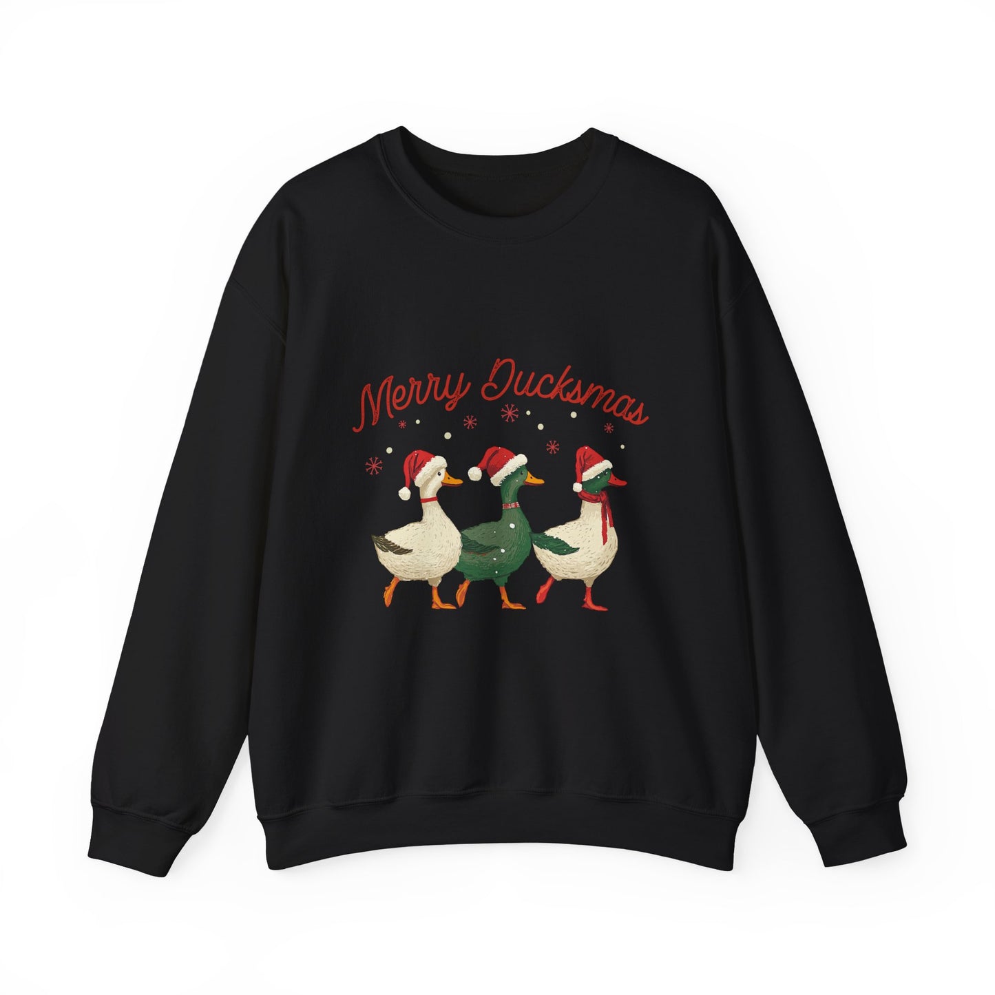 Embroidered Christmas Sweatshirt Gift For Girlfriend Merry Ducksmas Crewneck Holiday Present Pun Winter Slouchy Pullover Animal Graphic Top