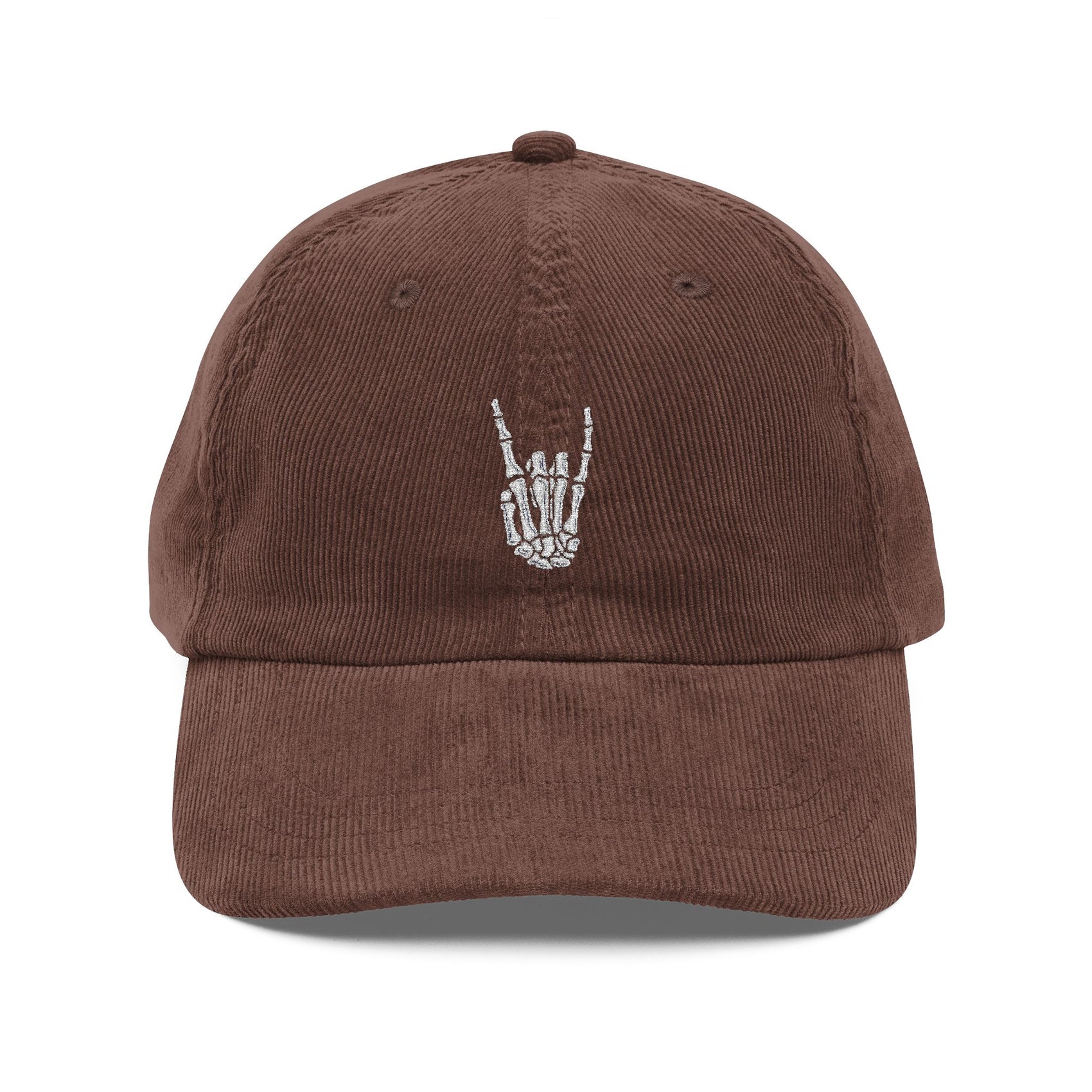 Skeleton Hand Embroidered Corduroy Hat Biker Rocker Punk Goth Gift Vintage Style Cap Motorcycle Outfit Hat Alternative Fashion