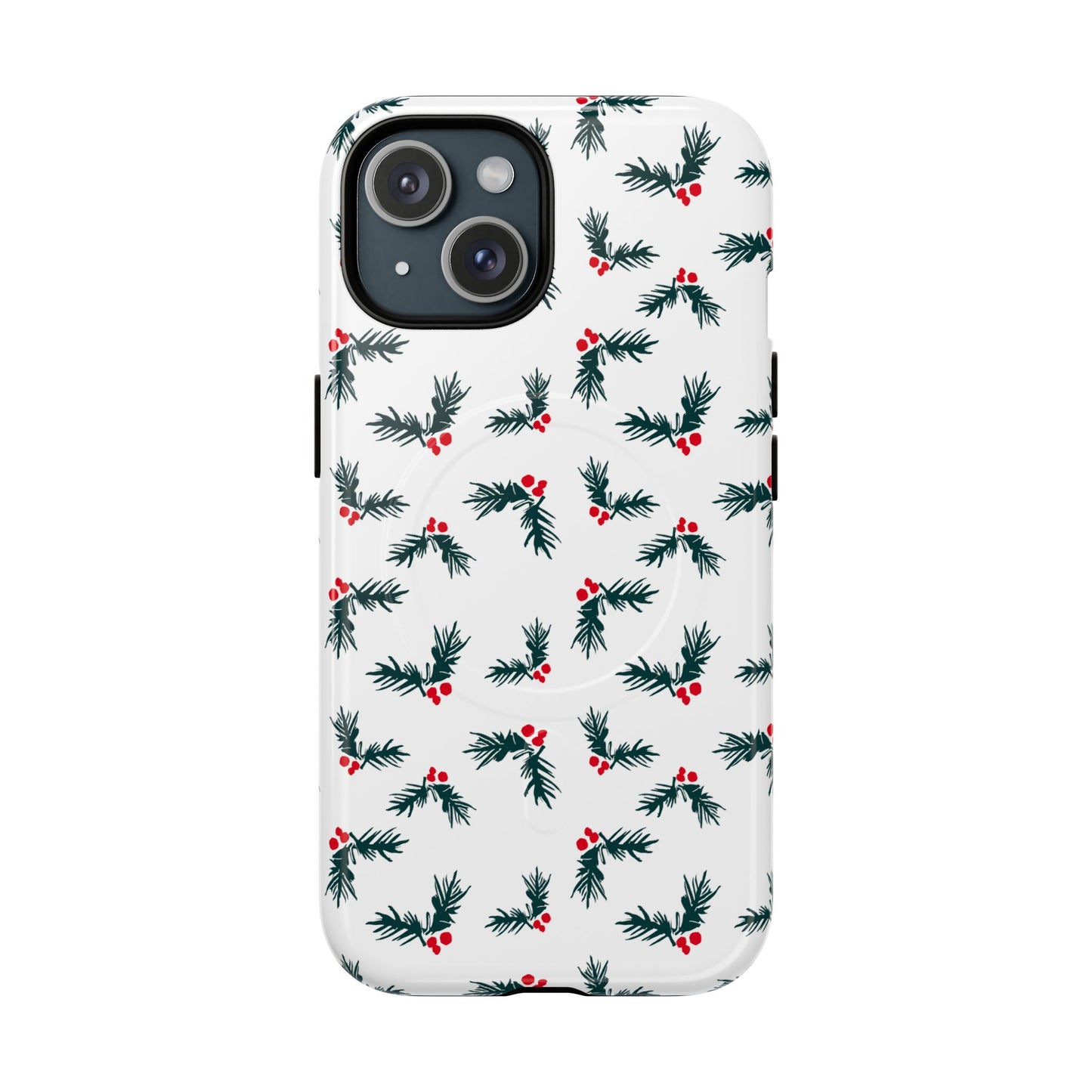 Holly Christmas Phone Case Gift For Sister Magnetic iPhone Cover Holiday Evergreen Pattern Tough Protective Accessory Winter Style Charm