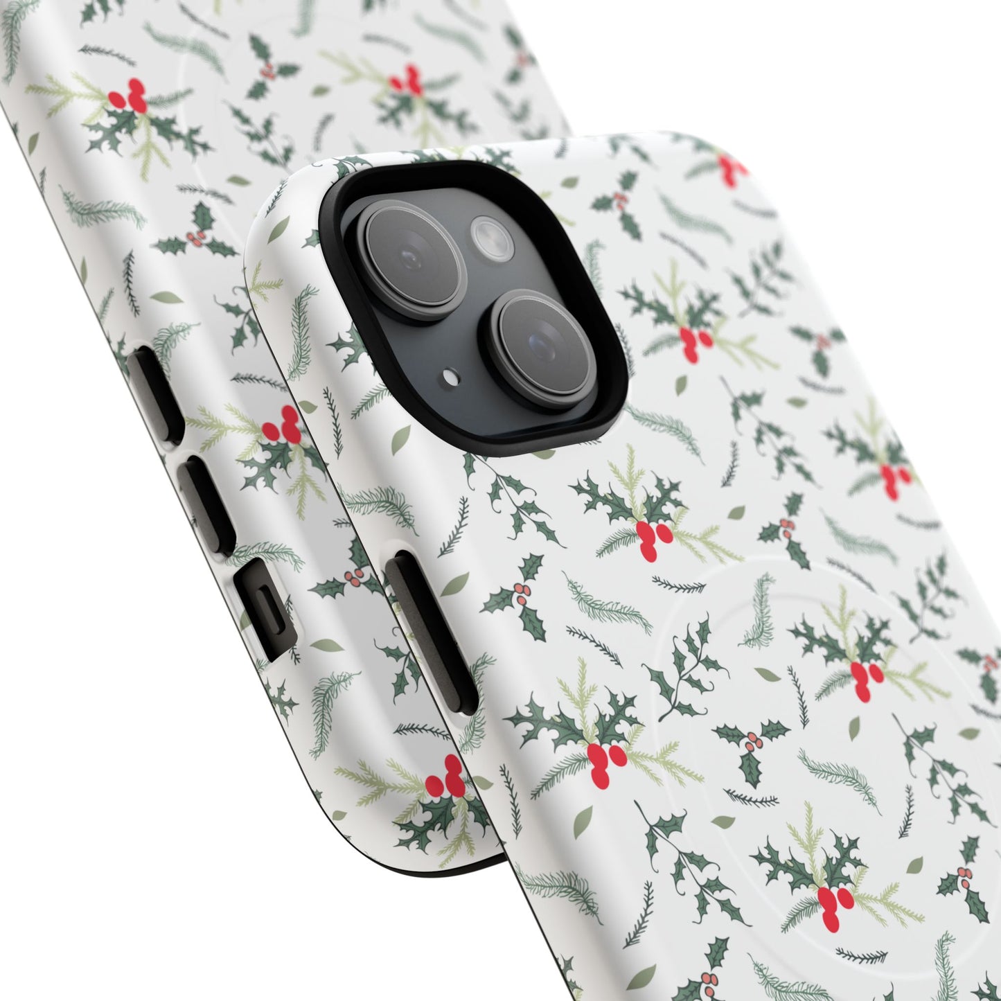 Holly Berry Christmas Phone Case Gift For Sister Magnetic iPhone Cover Winter Botanical Pattern Tough Protective Accessory For Her Style