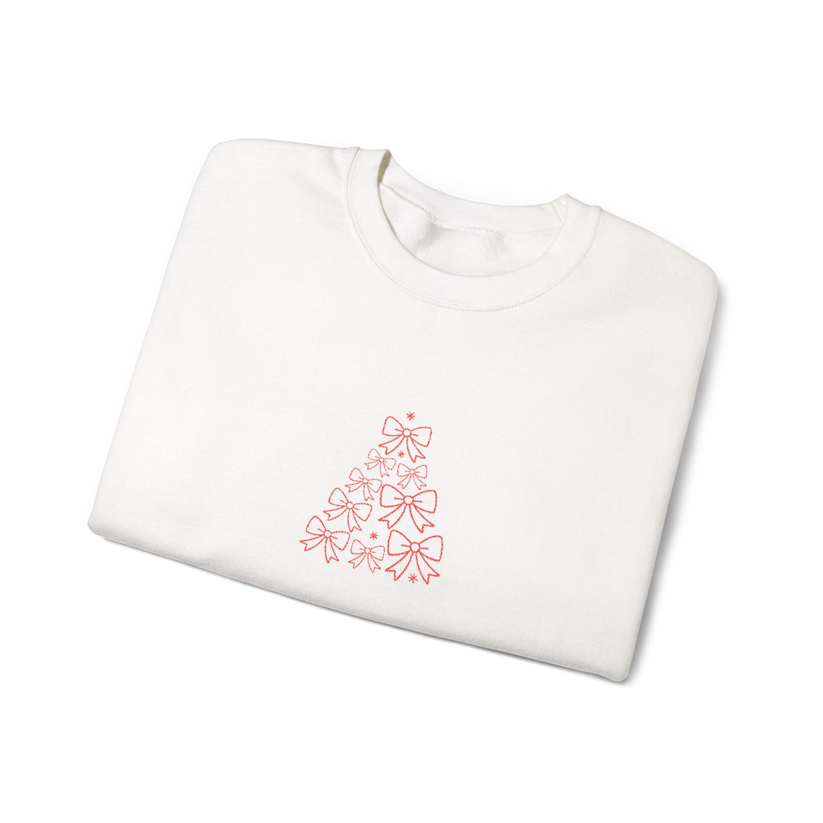 Bow Tree Christmas Sweatshirt Gift For Girlfriend Holiday Crewneck Present For Best Friend Feminine Winter Pullover Cozy December Outfit Top