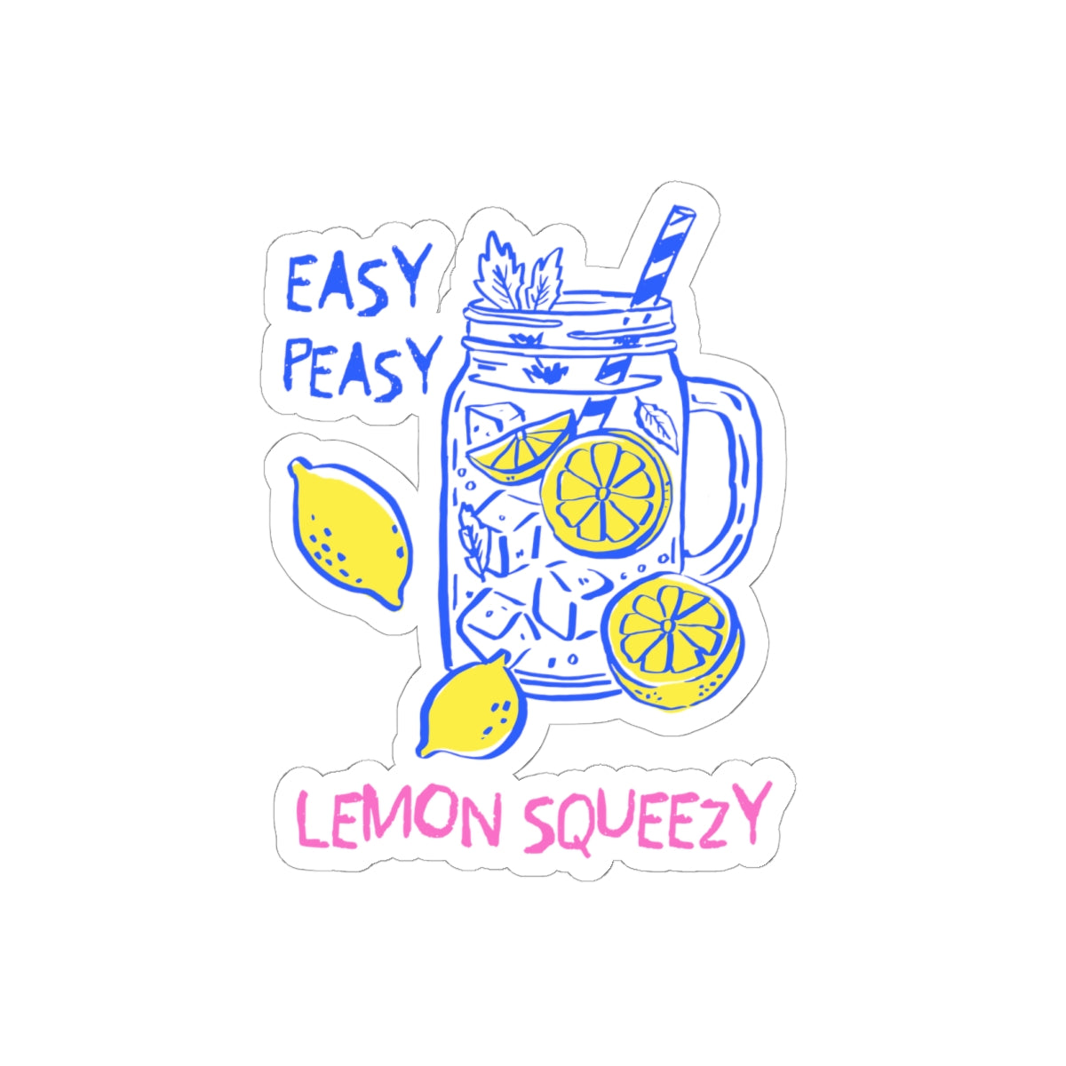 SUMMER - Stickers For Foodies Gift Lemon Decal For Waterbottles, Summer Party Favor Decal For Fruit Lover Fruit Kiss-Cut Lemonade Illustration