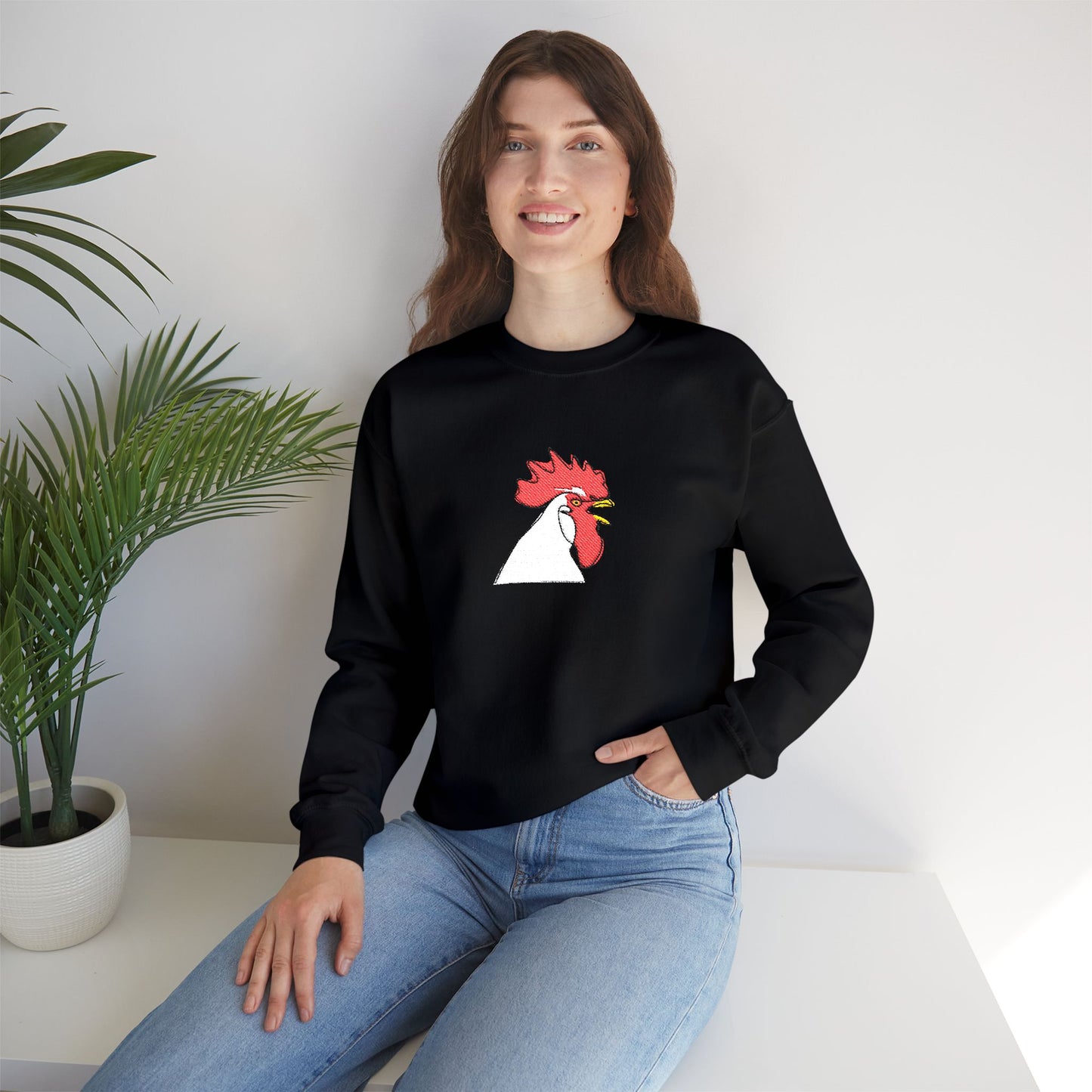 Embroidered Rooster Crewneck Sweatshirt Farmhouse Sweater Embroidery Animal Lover Gift Jumper Thanksgiving Tshirt Crew Neck Fall Embroidered