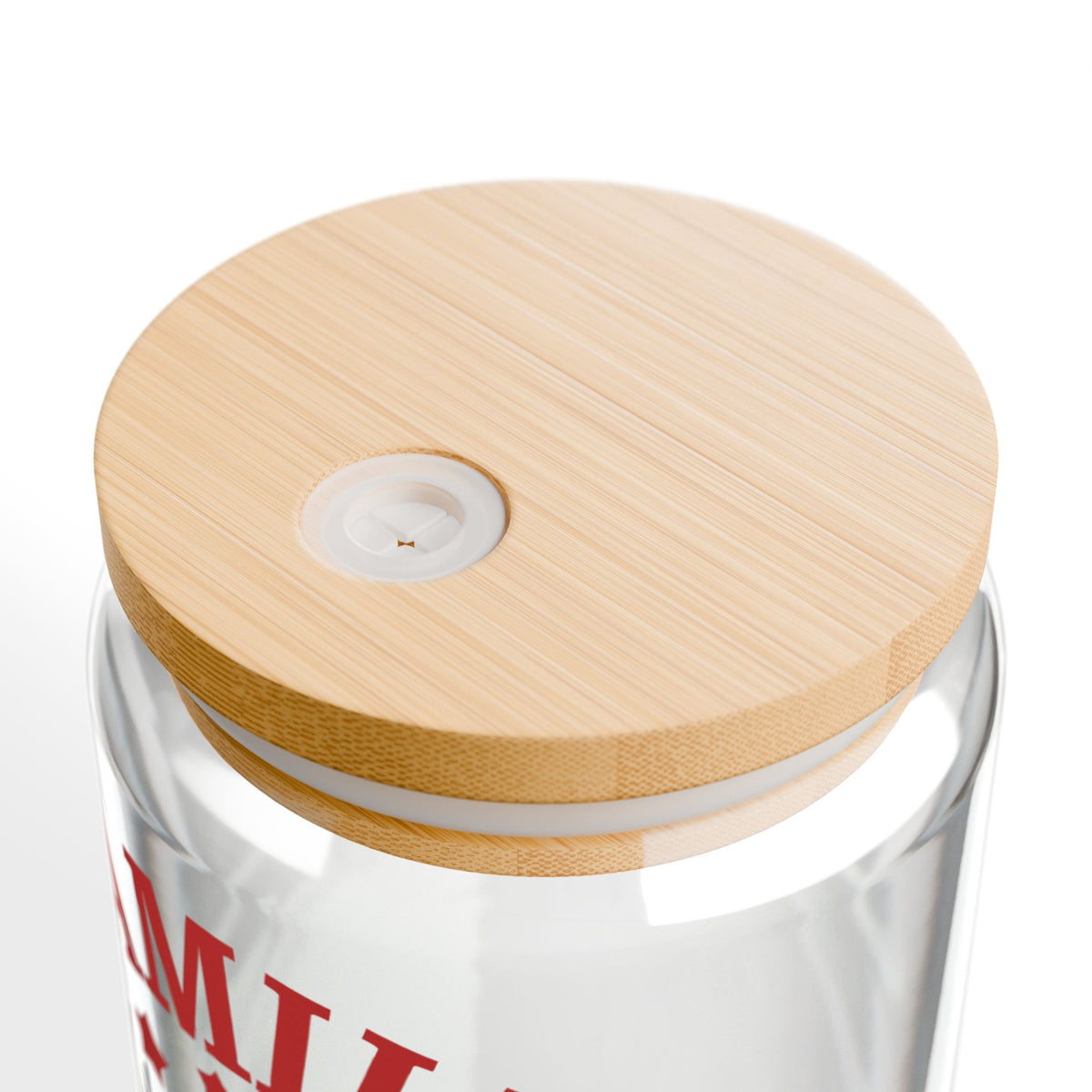 Family Christmas Glass Cup Gift For Mom Holiday Iced Coffee Tumbler Present For Grandma Bamboo Lid Sipper Festive Memory Drinkware Style