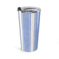 Blue Striped Coastal Tumbler for Beach Lovers Nautical Travel Mug Summer Vacation Gift Ocean Inspired Coffee Cup Gift For Her Birthday
