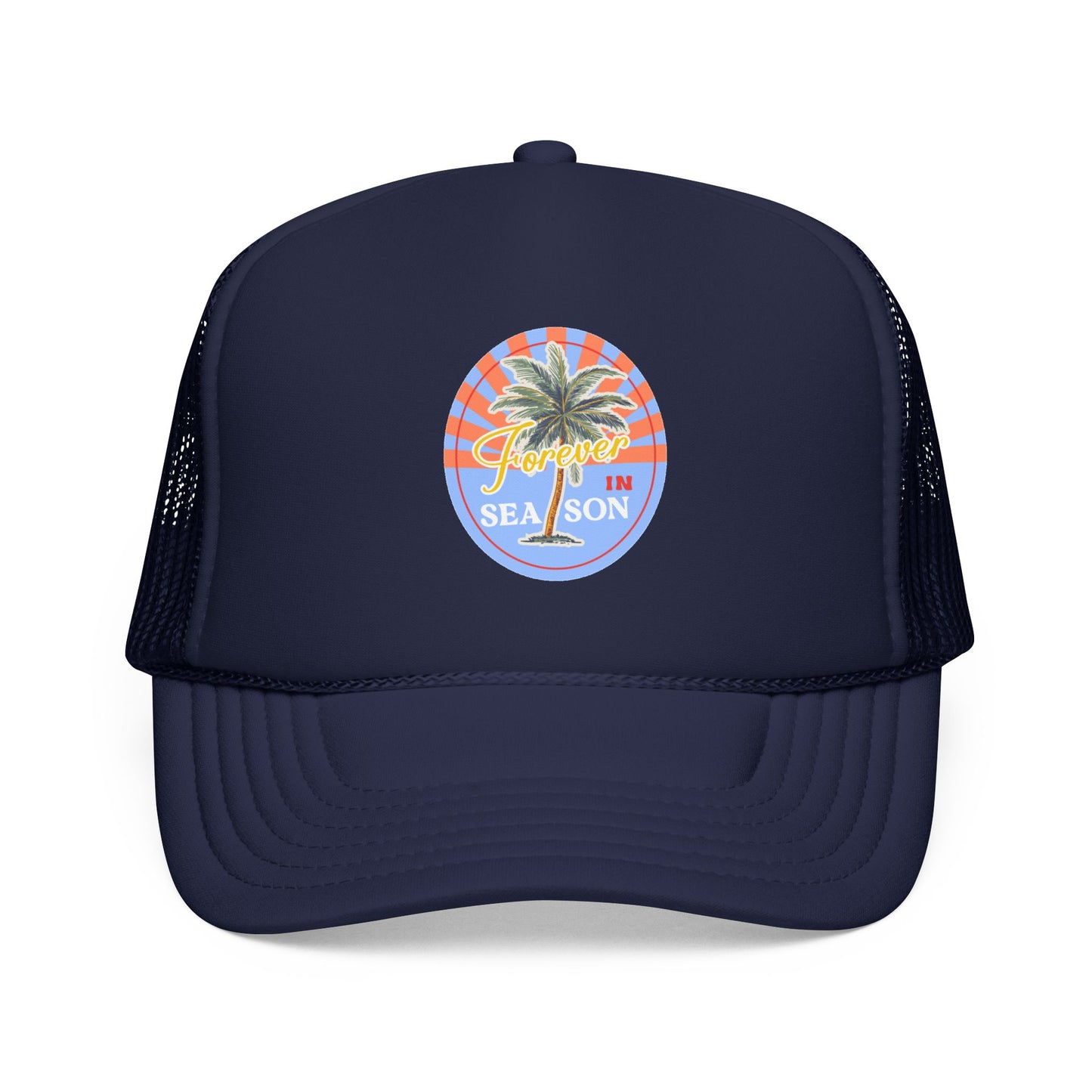 Palm Beach Trucker Hat For Girlfriend Retro Tropical Cap Coastal Vacation Headwear Mesh Snapback For Mom Island Escape Fashion Gift Style