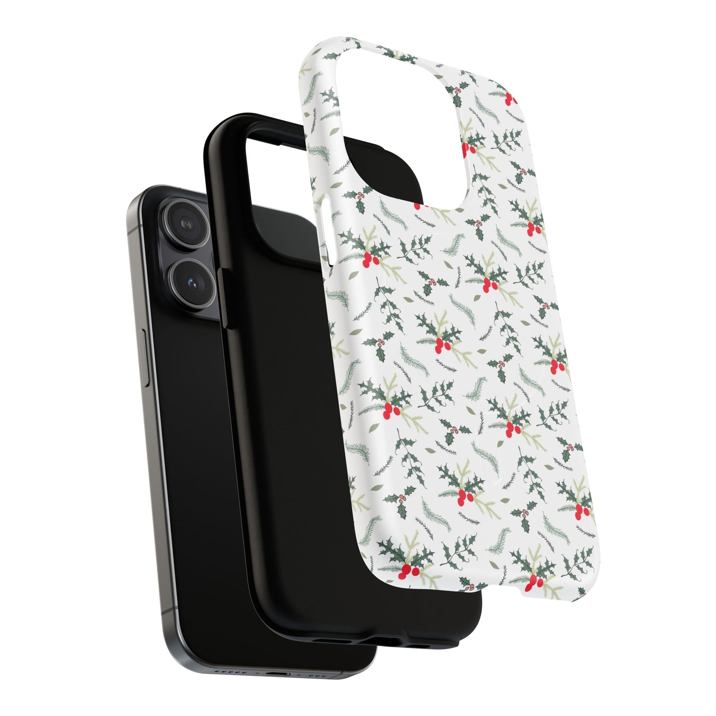 Holly Berry Christmas Phone Case Gift For Sister Magnetic iPhone Cover Winter Botanical Pattern Tough Protective Accessory For Her Style